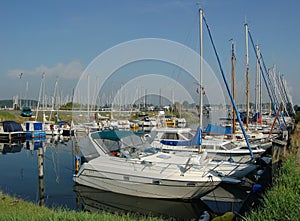 Modern yachts in harbour