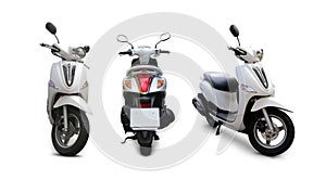 Modern Yamaha white Scooter set isolated on white photo