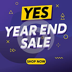 Modern Year End Sale Banner Offer Template Vector for Poster, Flyer and Card with Dark Blue Gradient Background