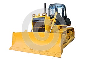 The modern yellow bulldozer