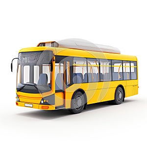 Modern Yellow City Bus Transportation on White Background