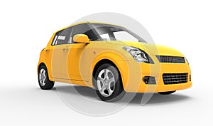 Modern Yellow Compact Car