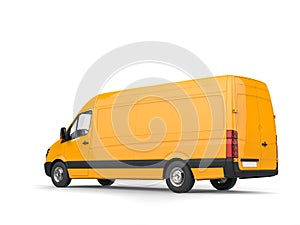 Modern yellow delivery van - side view