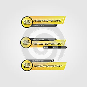 Modern yellow lower third set for video vector design