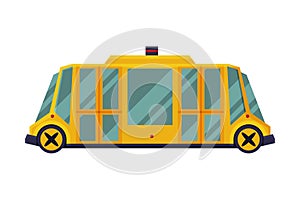 Modern Yellow School Bus, Side View, School Students Transportation Vehicle Flat Vector Illustration