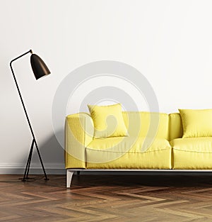 Modern yellow sofa in a fresh living room photo