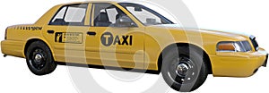 Modern Yellow Taxi Cab, Isolated, Car