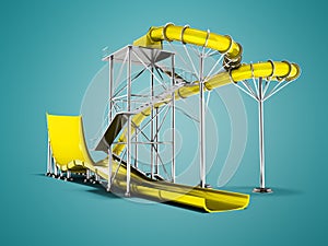 Modern yellow water attraction on the beach isolated 3d render o