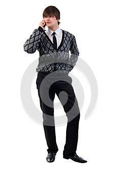 Modern Young Man Talking On Mobile Phone.