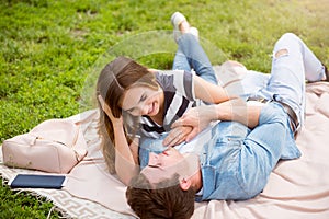 Modern young people in a park