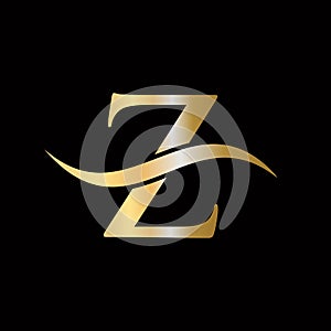 Modern Z Logo Golden Concept. Z Letter Logo with Golden Luxury Color and Monogram Design. Initial Z Letter Luxurious Logo Template photo