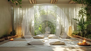 Modern Zen Meditation Room with Natural Light and Minimalist Decor