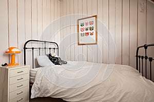 Modernised 17th century cottage interior bedroom