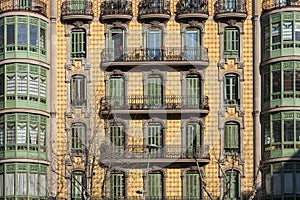 Modernism building in Eixample district in Barcelona