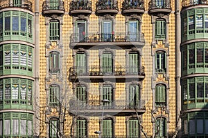 Modernism building in Eixample district in Barcelona photo