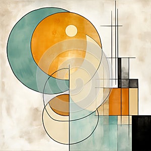 Modernism Digital Watercolor Textures And Shapes In Mid-century Minimalist Style photo