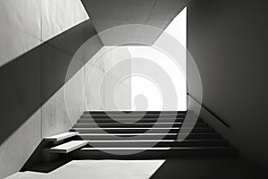 Modernist architecture, staircase with shadows and light.