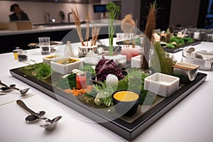 modernist cuisine presentation, with inventive use of ingredients and techniques