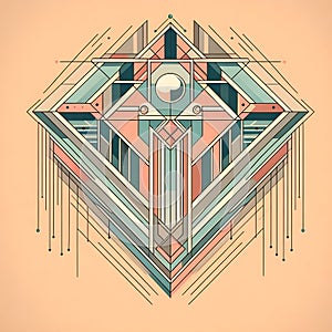 Modernist design of a diamond in pastel colors.