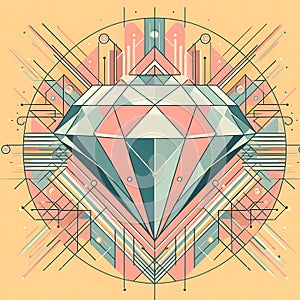 Modernist design of a diamond in pastel colors.