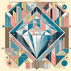 Modernist design of a diamond in pastel colors.