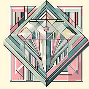 Modernist design of a diamond in pastel colors.