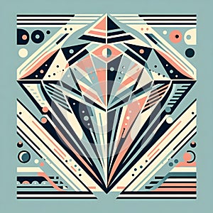 Modernist design of a diamond in pastel colors.