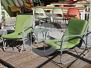 Modernist green chairs in Palm Springs