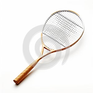 Modernist Grids: Contemporary Recreation Of Tennis Racket With Wooden Handle
