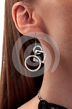 Modernist silver ear ring photo