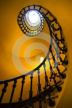 Modernist style staircase with wrought iron details in Cartagena