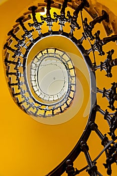 Modernist style staircase with wrought iron details in Cartagena