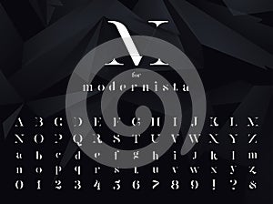 Modernista. Ultra modern minimalistic font, typeface. photo