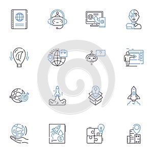 Modernized Procedures line icons collection. Automated, Streamlined, Digitalized, Upgraded, Efficient, Simplified