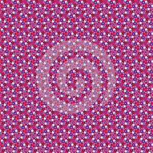 Modest cute fabric pattern for summer Abstract simple small white blue red tiny flowers Vibrant hot pink background