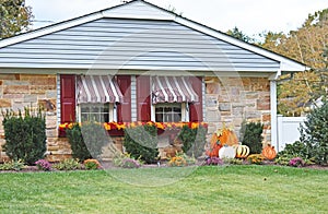 Modest Home with Fall Decorations
