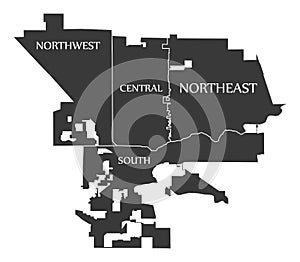 Modesto California City Map USA labelled black illustration