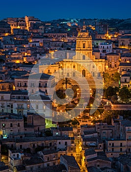 Modica at sunset, amazing city in the Province of Ragusa, in the italian region of Sicily