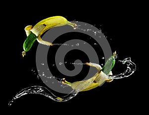 Modified banana with cucumber in water