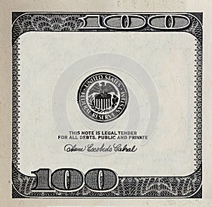 Modified decorative 100 dollar bill artwork