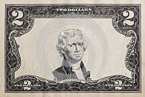 Modified decorative 2 dollar bill artwork
