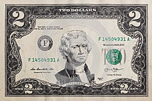 Modified decorative 2 dollar bill artwork