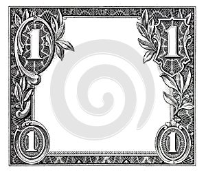 Modified decorative one dollar bill artwork