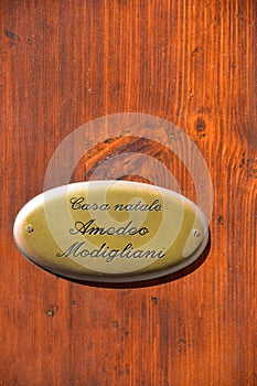Modigliani Birthplace Door Plaque, Livorno, Tuscany, Italy
