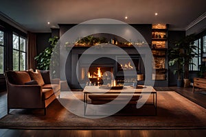 MODREN DINNING ROOM WITH FIRE PLACE GENERATED BY AI TOOL