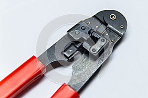 Modular crimping tool on white background