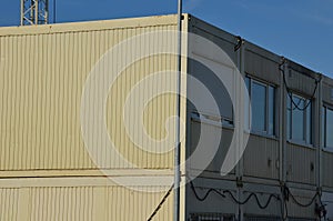 modular housing in stacked container cells. each module has a