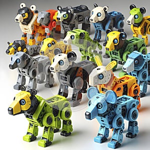 Modular robot blocks that self-assemble into different animals, Ai created image