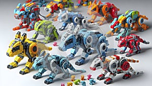 Modular robot blocks that self-assemble into different animals, Ai created image