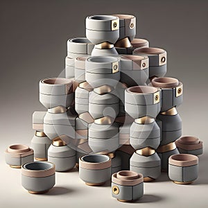 Modular tea set with magnetic cups, Ai created image